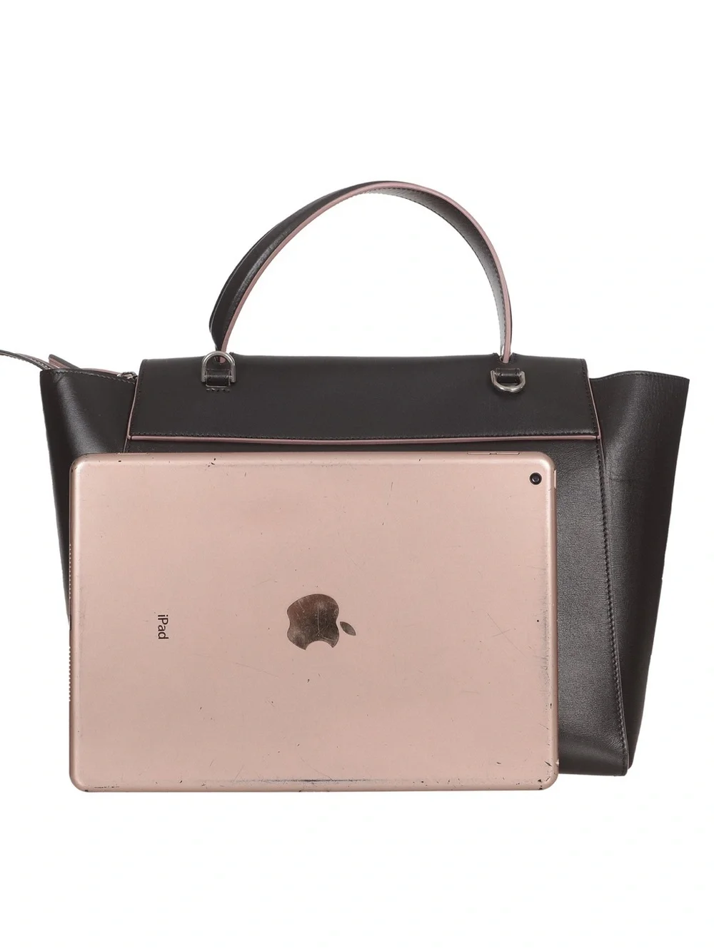 ♥️Celine Mini Black Leather Top-Handle Satchel with Pink Trim♥️